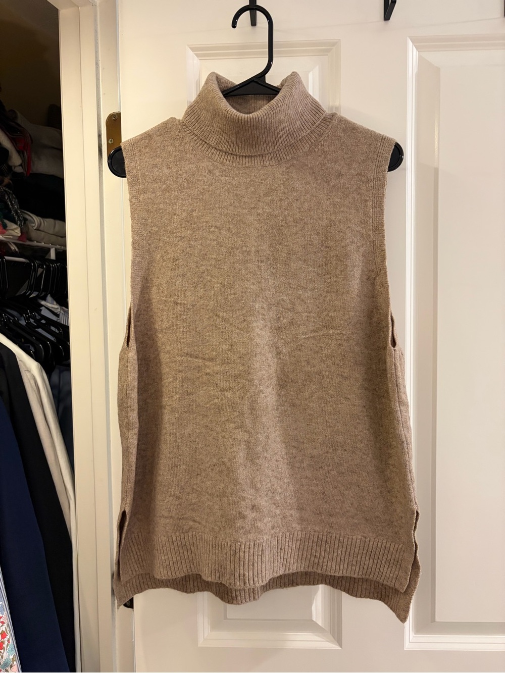 Mango Sleeveless Cowl Neck Knit Vest in Light Brown